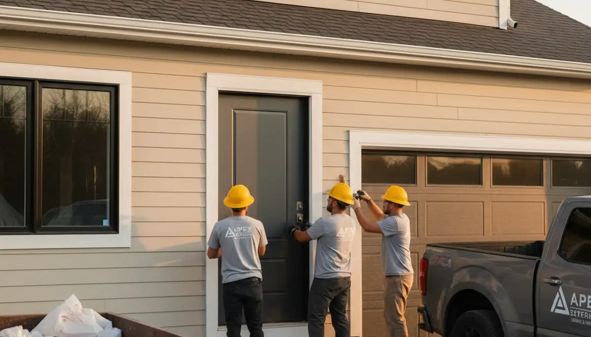 Professional door installation with durable vinyl siding in Houston, TX homes by Next Level Exteriors