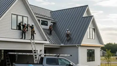 Metal roofing installation by expert contractors in Houston, TX