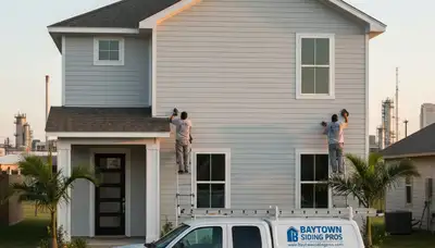 Professional vinyl siding installation on home exterior in Houston, TX by local siding contractors
