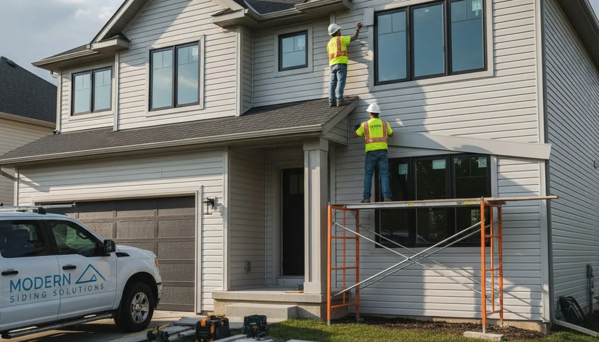 Vinyl siding installation on Houston TX home by professional siding contractors