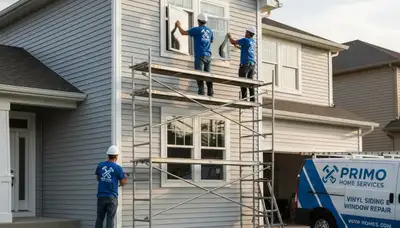 Houston TX window repair expert fixing residential window frame and siding damage