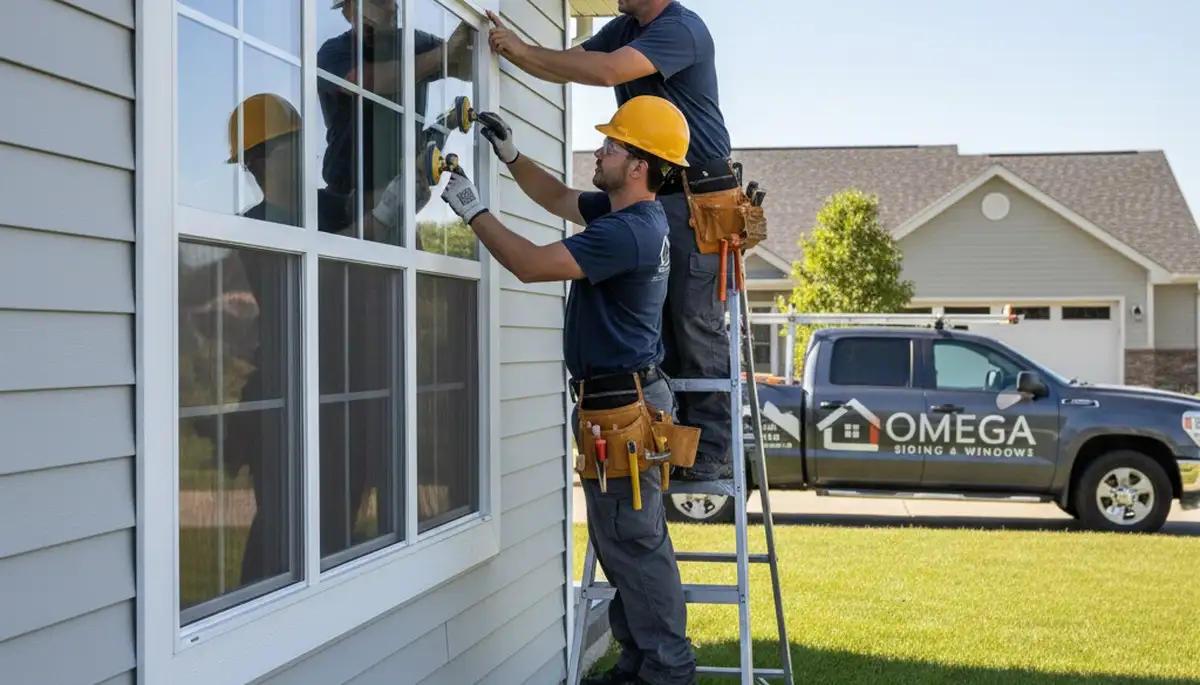 Vinyl siding and window repair service in Houston, TX by Next Level Exteriors contractor